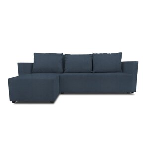 Угловой диван "Алиса 3", бельевой ящик, еврокнижка, рогожка, цвет lunar navy
