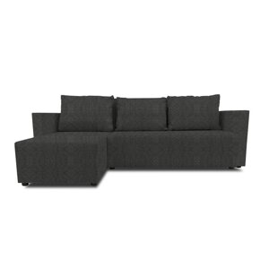 Угловой диван "Алиса 3", бельевой ящик, еврокнижка, рогожка, цвет savana grey