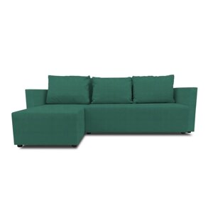 Угловой диван "Алиса 3", бельевой ящик, еврокнижка, велюр, цвет bingo green