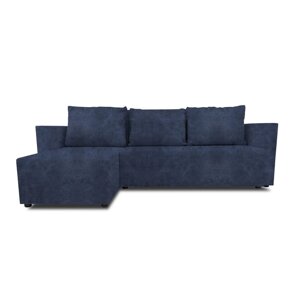 Угловой диван "Алиса 3", бельевой ящик, еврокнижка, велюр, цвет dakota denim