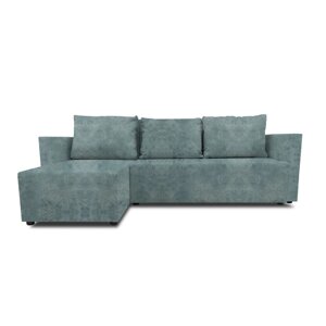 Угловой диван "Алиса 3", бельевой ящик, еврокнижка, велюр, цвет dakota mint