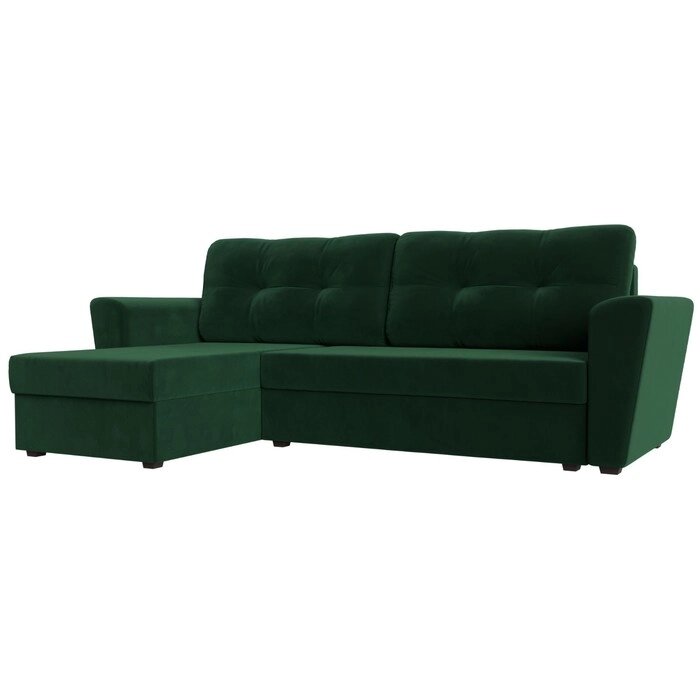 Угловой диван "Амстердам лайт", еврокнижка, левый угол, велюр, цвет зелёный от компании Интернет-гипермаркет «MALL24» - фото 1