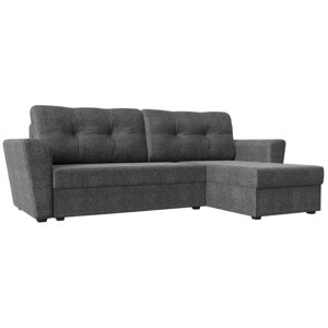 Угловой диван "Амстердам лайт", еврокнижка, правый угол, рогожка, цвет серый