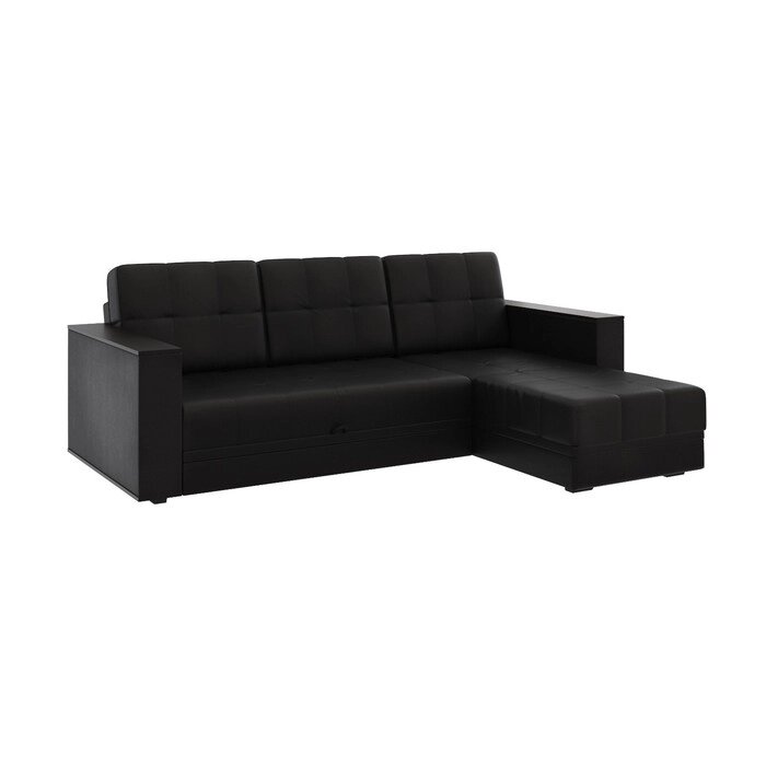 Угловой диван "Атлант" ЛДСП, экокожа черный от компании Интернет-гипермаркет «MALL24» - фото 1