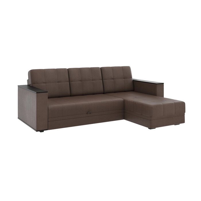 Угловой диван "Атлант" ЛДСП, экокожа коричневый от компании Интернет-гипермаркет «MALL24» - фото 1