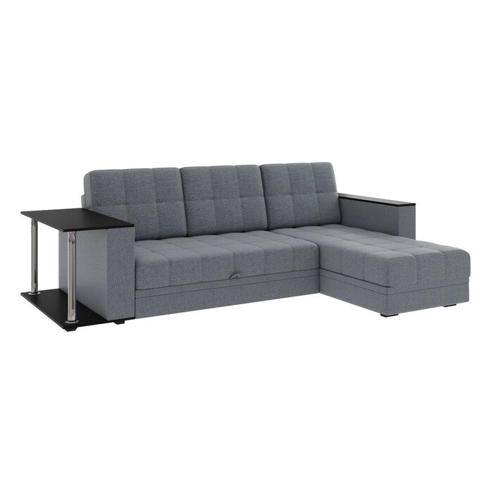 Угловой диван "Атлант" со столиком ЛДСП, рогожка серый от компании Интернет-гипермаркет «MALL24» - фото 1