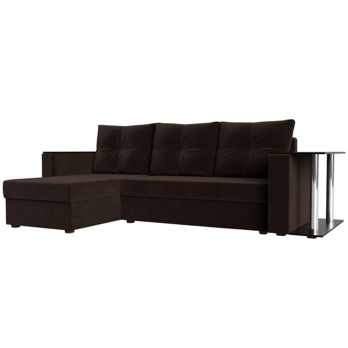 Угловой диван "Атланта лайт", левый угол, еврокнижка, микровельвет, цвет коричневый от компании Интернет-гипермаркет «MALL24» - фото 1