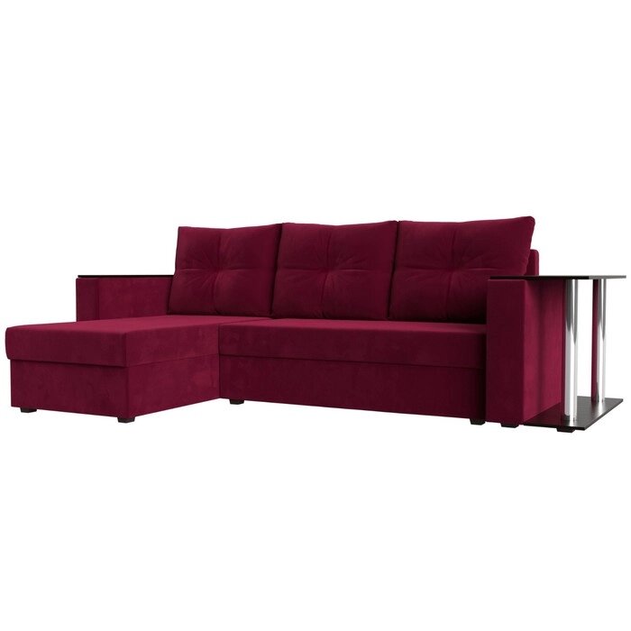Угловой диван "Атланта лайт", левый угол, механизм еврокнижка, микровельвет, бордовый от компании Интернет-гипермаркет «MALL24» - фото 1