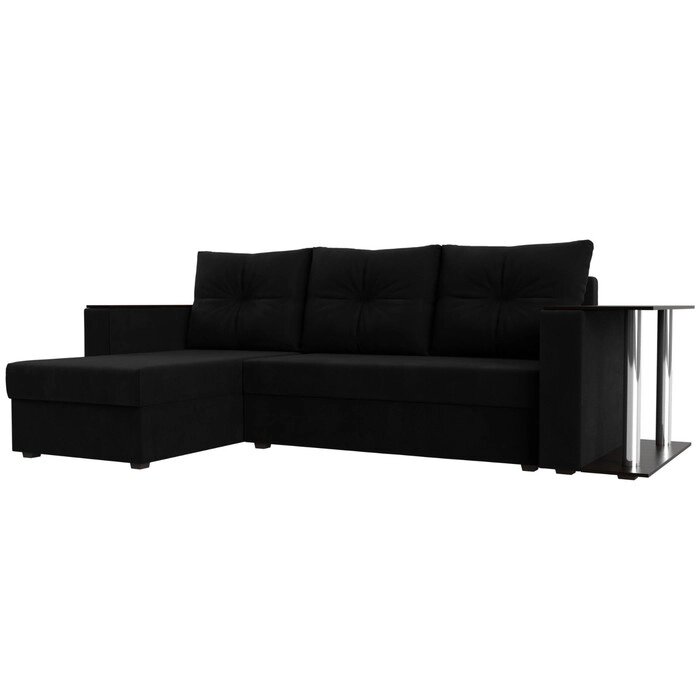 Угловой диван "Атланта лайт", левый угол, механизм еврокнижка, микровельвет, чёрный от компании Интернет-гипермаркет «MALL24» - фото 1