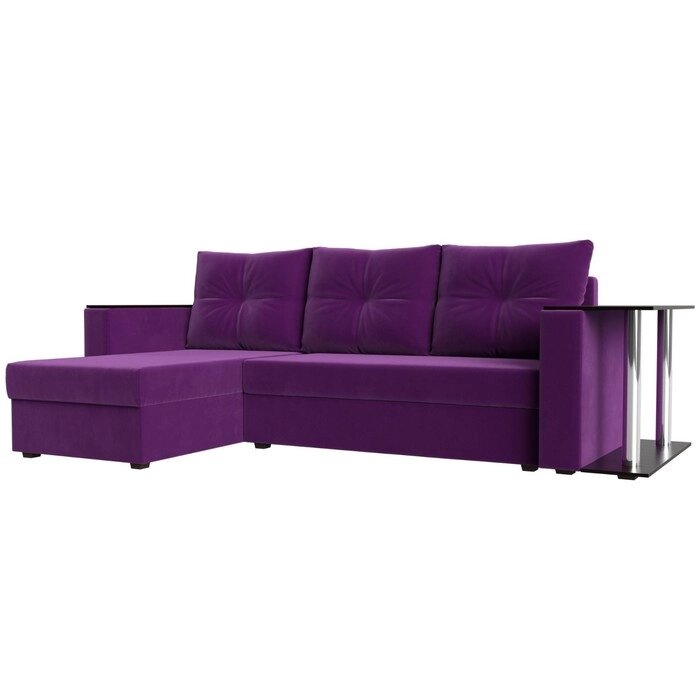 Угловой диван "Атланта лайт", левый угол, механизм еврокнижка, микровельвет, фиолетовый от компании Интернет-гипермаркет «MALL24» - фото 1