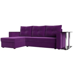 Угловой диван "Атланта лайт", левый угол, механизм еврокнижка, микровельвет, фиолетовый