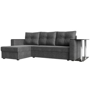 Угловой диван "Атланта лайт", левый угол, механизм еврокнижка, рогожка, цвет серый