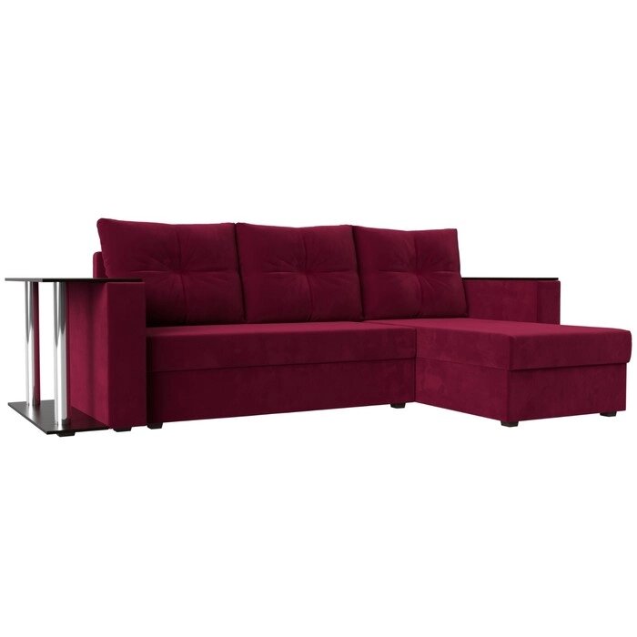Угловой диван "Атланта лайт", правый угол, механизм еврокнижка, микровельвет, бордовый от компании Интернет-гипермаркет «MALL24» - фото 1
