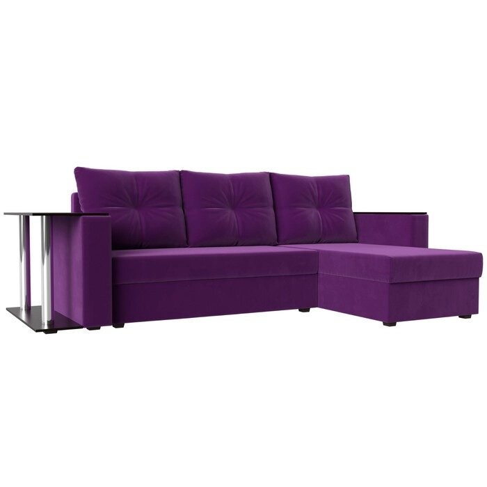 Угловой диван "Атланта лайт", правый угол, механизм еврокнижка, микровельвет, фиолетовый от компании Интернет-гипермаркет «MALL24» - фото 1