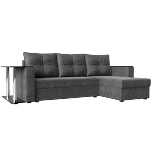 Угловой диван "Атланта лайт", правый угол, механизм еврокнижка, рогожка, цвет серый