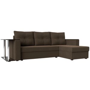 Угловой диван "Атланта лайт", правый угол, механизм еврокнижка, рогожка, коричневый