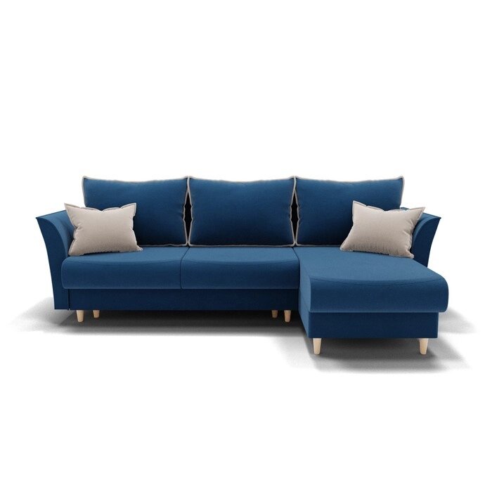Угловой диван "Барселона 3", пантограф, угол правый, велюр, цвет селфи 12 / подушки 01 от компании Интернет-гипермаркет «MALL24» - фото 1