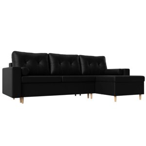 Угловой диван "Белфаст", механизм пантограф (тик-так), экокожа, цвет чёрный