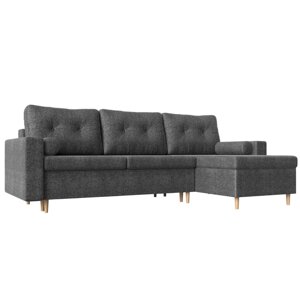 Угловой диван "Белфаст", механизм пантограф (тик-так), рогожка, цвет серый