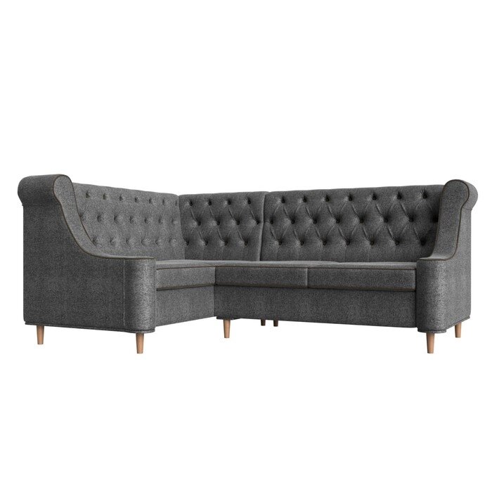 Угловой диван "Бронкс", левый угол, рогожка, цвет серый / кант коричневый от компании Интернет-гипермаркет «MALL24» - фото 1