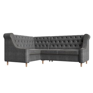 Угловой диван "Бронкс", левый угол, рогожка, цвет серый / кант коричневый