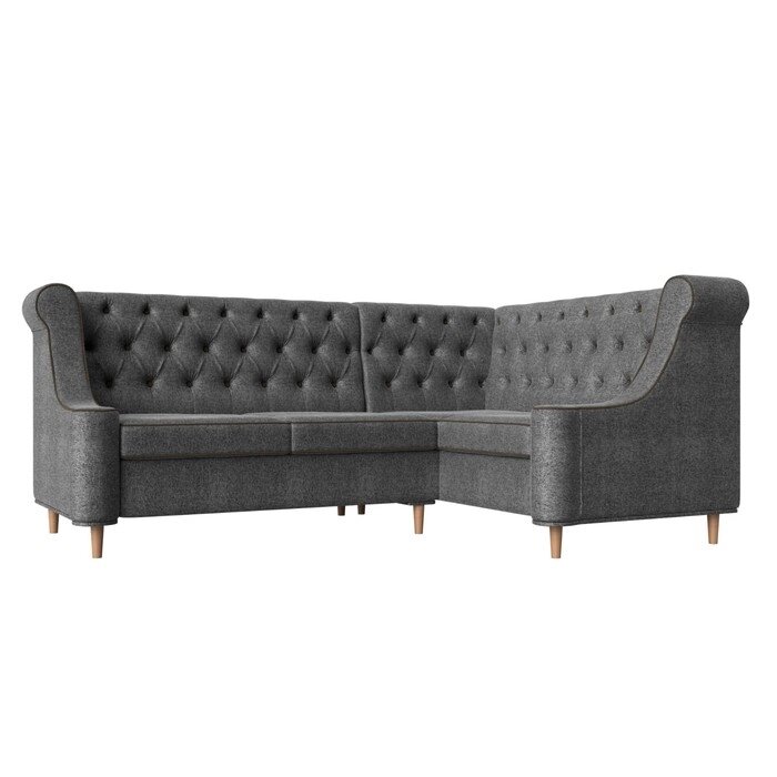 Угловой диван "Бронкс", правый угол, рогожка, цвет серый / кант коричневый от компании Интернет-гипермаркет «MALL24» - фото 1