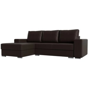 Угловой диван "Дрезден", левый угол, механизм пантограф, экокожа, цвет коричневый