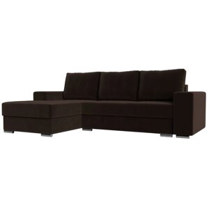 Угловой диван "Дрезден", левый угол, механизм пантограф, микровельвет, цвет коричневый