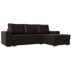 Угловой диван "Дрезден", правый угол, механизм пантограф, экокожа, цвет коричневый