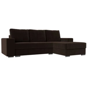 Угловой диван "Дрезден", правый угол, механизм пантограф, микровельвет, цвет коричневый