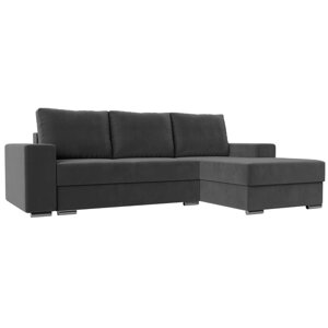 Угловой диван "Дрезден", правый угол, механизм пантограф, велюр, цвет серый