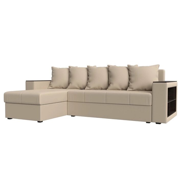 Угловой диван "Дубай лайт", еврокнижка, угол левый, экокожа, цвет бежевый от компании Интернет-гипермаркет «MALL24» - фото 1