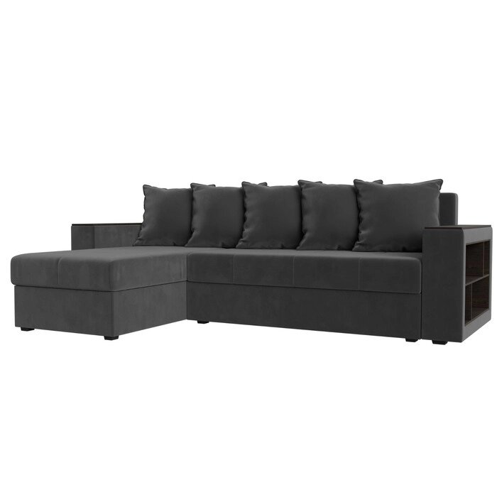 Угловой диван "Дубай лайт", еврокнижка, угол левый, велюр, цвет серый от компании Интернет-гипермаркет «MALL24» - фото 1