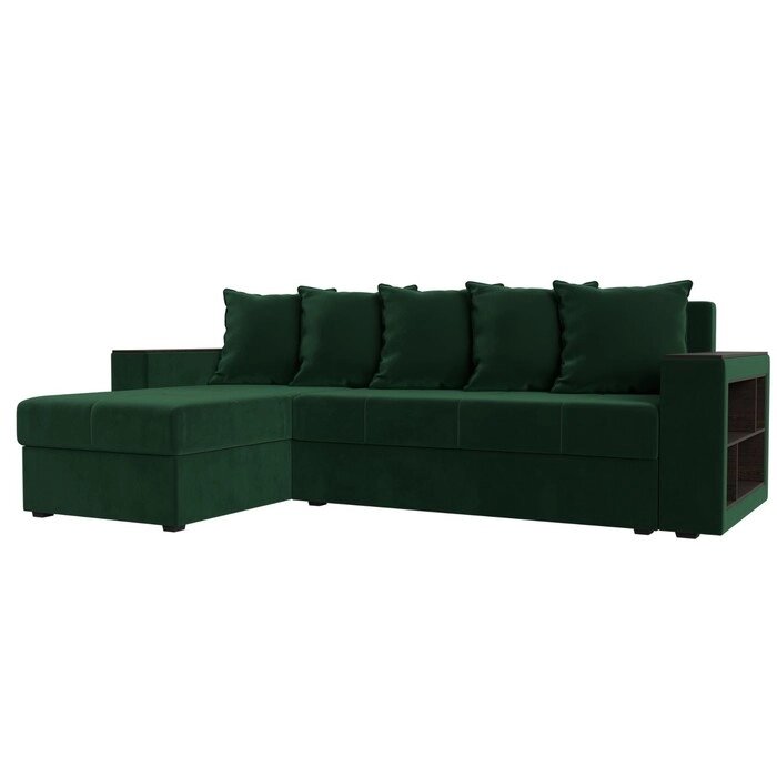 Угловой диван "Дубай лайт", еврокнижка, угол левый, велюр, цвет зелёный от компании Интернет-гипермаркет «MALL24» - фото 1