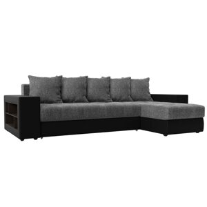 Угловой диван "Дубай", механизм еврокнижка, рогожка, цвет серый / чёрный