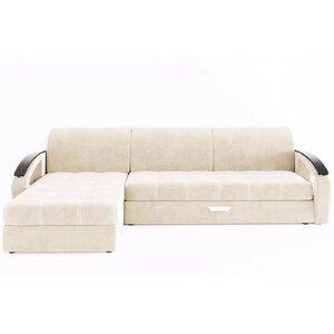 Угловой диван "Дубай", угол левый, еврокнижка, МДФ венге, цвет селфи 01, подушки селфи 03