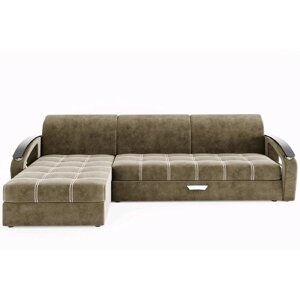 Угловой диван "Дубай", угол левый, еврокнижка, МДФ венге, цвет селфи 03, подушки селфи 01