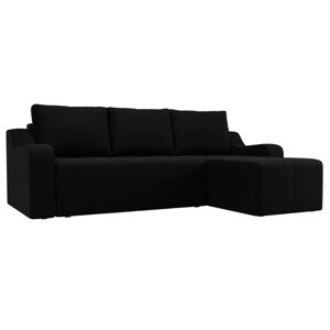 Угловой диван "Элида", механизм пума, микровельвет, цвет чёрный