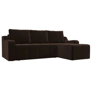 Угловой диван "Элида", механизм пума, микровельвет, цвет коричневый
