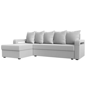 Угловой диван "Гермес лайт", левый угол, механизм еврокнижка, экокожа, цвет белый