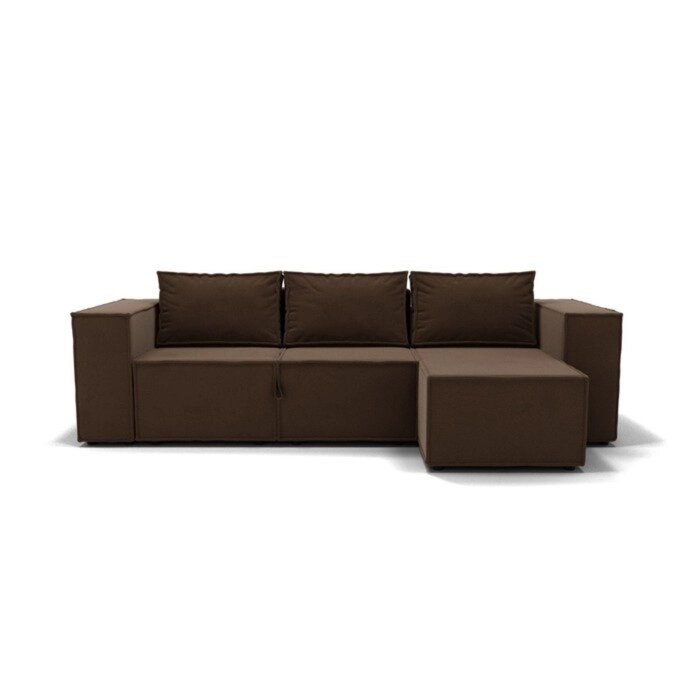 Угловой диван "Хилтон 3", механизм еврокнижка, угол правый, велюр, цвет селфи 03 от компании Интернет-гипермаркет «MALL24» - фото 1