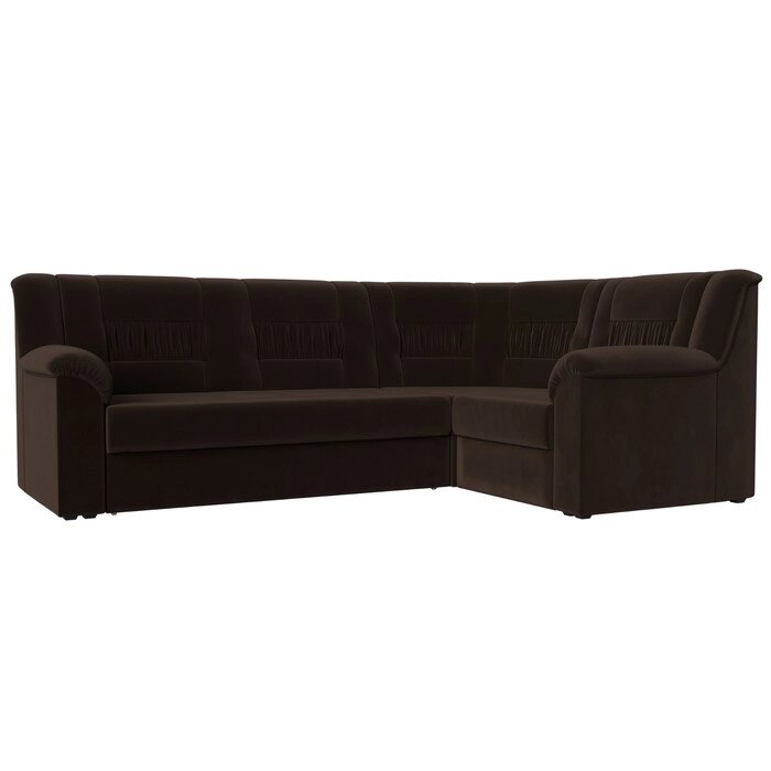 Угловой диван "Карелия", правый угол, механизм дельфин, микровельвет, цвет коричневый от компании Интернет-гипермаркет «MALL24» - фото 1