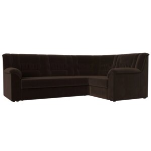 Угловой диван "Карелия", правый угол, механизм дельфин, микровельвет, цвет коричневый