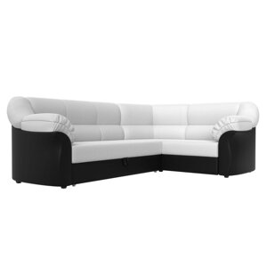 Угловой диван "Карнелла", механизм дельфин, экокожа, цвет белый / чёрный