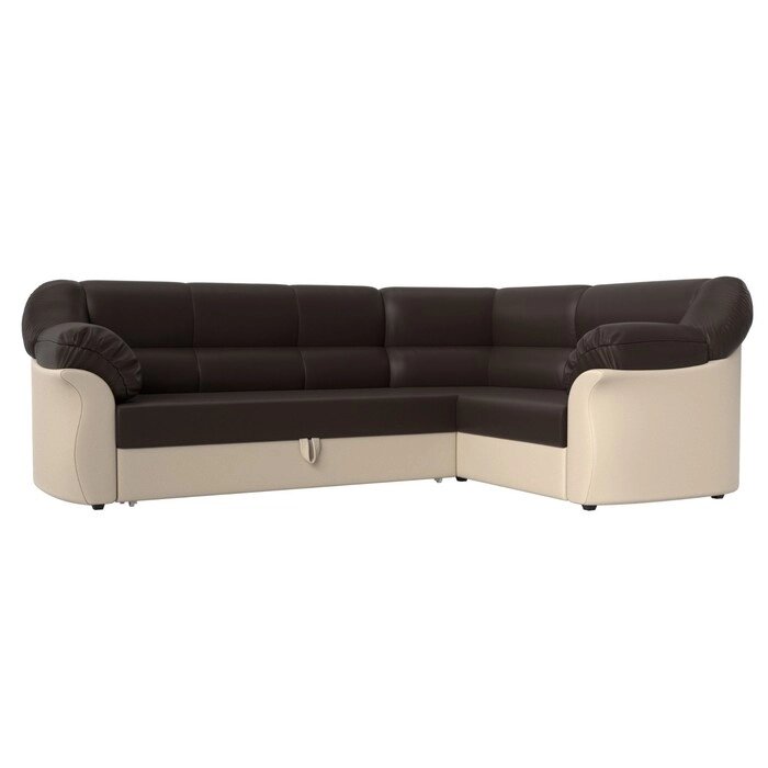 Угловой диван "Карнелла", механизм дельфин, экокожа, цвет коричневый / бежевый от компании Интернет-гипермаркет «MALL24» - фото 1