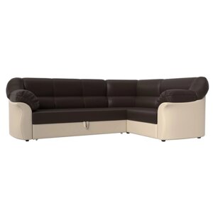 Угловой диван "Карнелла", механизм дельфин, экокожа, цвет коричневый / бежевый