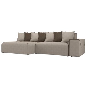Угловой диван "Кёльн", левый угол, механизм пантограф, рогожка, цвет бежевый / коричневый