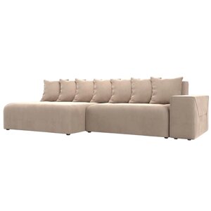 Угловой диван "Кёльн", левый угол, механизм пантограф, велюр, цвет бежевый