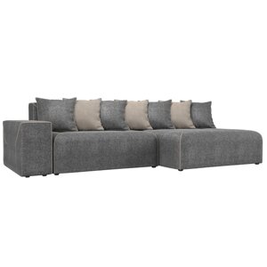 Угловой диван "Кёльн", правый угол, механизм пантограф, рогожка, цвет серый / бежевый