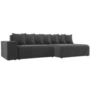Угловой диван "Кёльн", правый угол, механизм пантограф, велюр, цвет серый